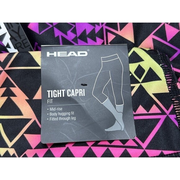 NWT HEAD Capri Cropped Tight Leggings Dri Motion Purple Cactus Flower Sz Small - Picture 5 of 8